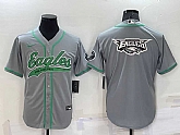 Men's Philadelphia Eagles Grey Team Big Logo With Patch Cool Base Stitched Baseball Jersey,baseball caps,new era cap wholesale,wholesale hats